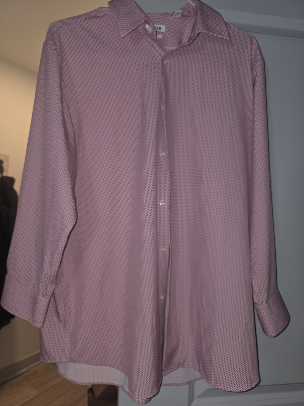 Haggar Men's Light Pink Micro-Pattern Dress Shirt